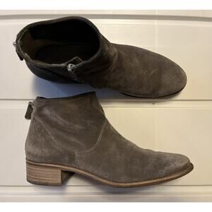 Paul Green Boots Womens UK 5.5 US 8 Logan Bootie Suede Side Zip Ankle Taupe Gray